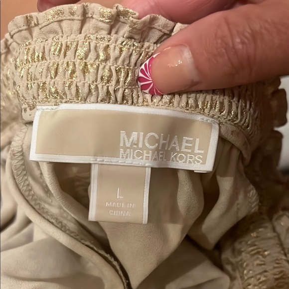 MICHAEL Michael Kors Gold Leopard Sailor Collar Ruffled Blouse w/Flare Sleeves 💛 - Picture 2 of 12